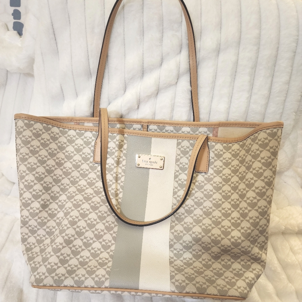 Kate Spade Margareta Penn Place grey and white shoulder Tote bag